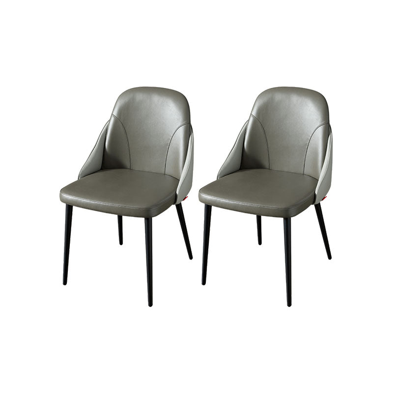 Modern Style Dining Chair Leather Low Back Side Chair for Dining Room Dark Gray 2 Piece Set Clearhalo 'Dining Chairs' 'Dining Tables & Seating' 'dining_chair' 'furn' 'furn_dining_chair' 'Furniture' 'Kitchen & Dining Furniture' 7264588