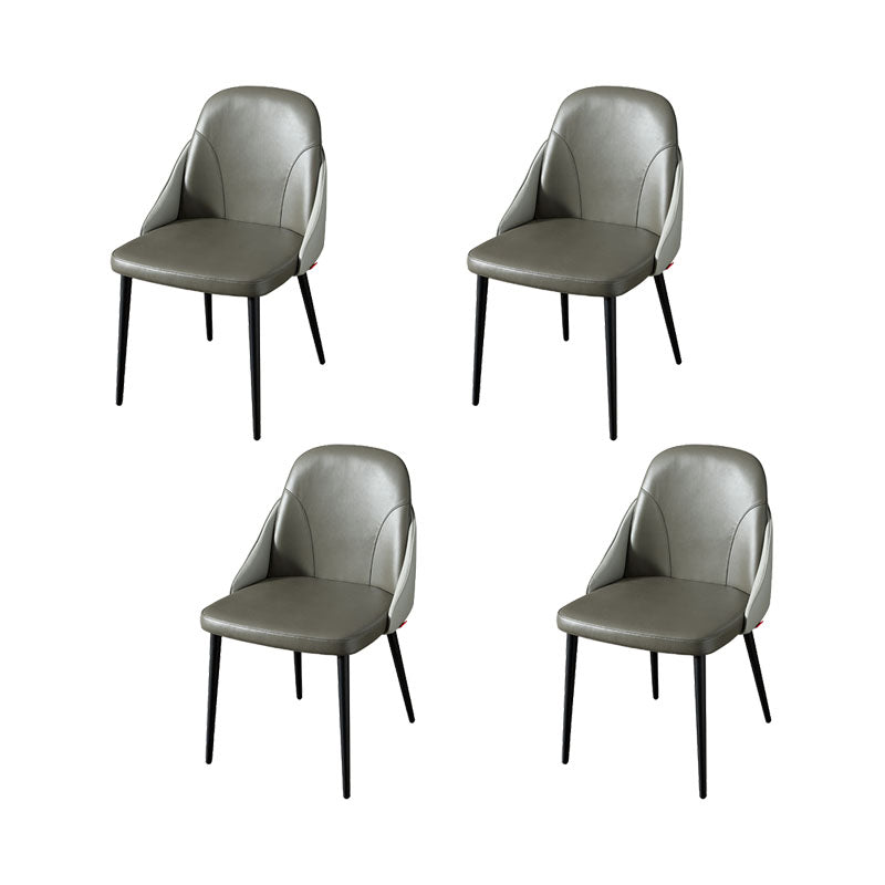 Modern Style Dining Chair Leather Low Back Side Chair for Dining Room Dark Gray 4 Piece Set Clearhalo 'Dining Chairs' 'Dining Tables & Seating' 'dining_chair' 'furn' 'furn_dining_chair' 'Furniture' 'Kitchen & Dining Furniture' 7264589