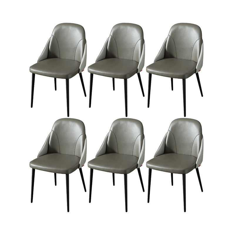 Modern Style Dining Chair Leather Low Back Side Chair for Dining Room Dark Gray 6 Piece Set Clearhalo 'Dining Chairs' 'Dining Tables & Seating' 'dining_chair' 'furn' 'furn_dining_chair' 'Furniture' 'Kitchen & Dining Furniture' 7264590