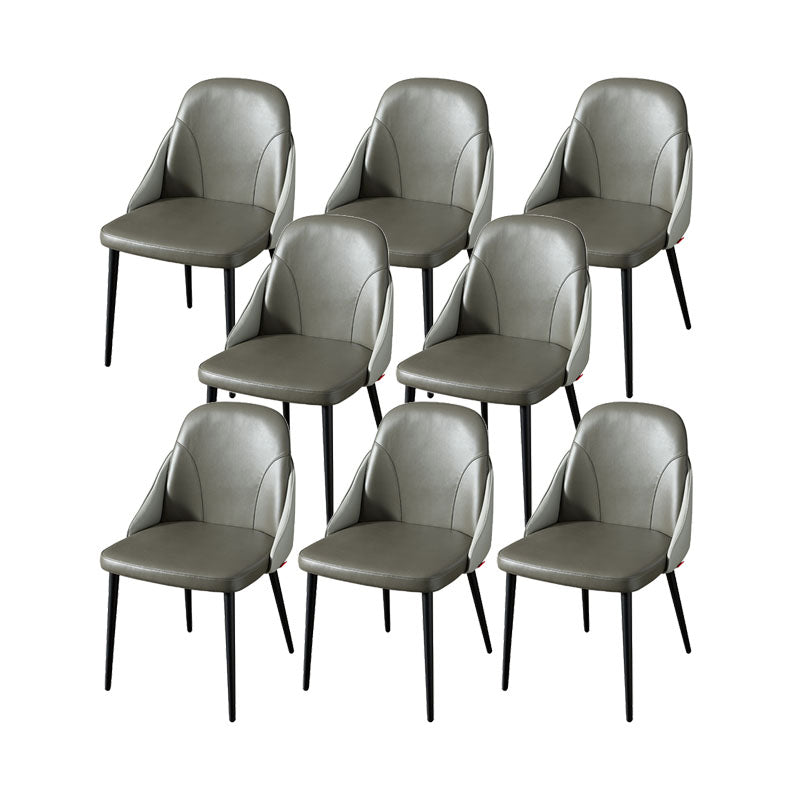 Modern Style Dining Chair Leather Low Back Side Chair for Dining Room Dark Gray 8 Piece Set Clearhalo 'Dining Chairs' 'Dining Tables & Seating' 'dining_chair' 'furn' 'furn_dining_chair' 'Furniture' 'Kitchen & Dining Furniture' 7264591
