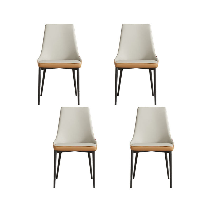 Modern Style Dining Chair Leather Low Back Side Chair for Dining Room Orange White 4 Piece Set Clearhalo 'Dining Chairs' 'Dining Tables & Seating' 'dining_chair' 'furn' 'furn_dining_chair' 'Furniture' 'Kitchen & Dining Furniture' 7264593
