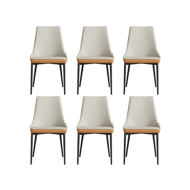 Modern Style Dining Chair Leather Low Back Side Chair for Dining Room Orange White 6 Piece Set Clearhalo 'Dining Chairs' 'Dining Tables & Seating' 'dining_chair' 'furn' 'furn_dining_chair' 'Furniture' 'Kitchen & Dining Furniture' 7264594