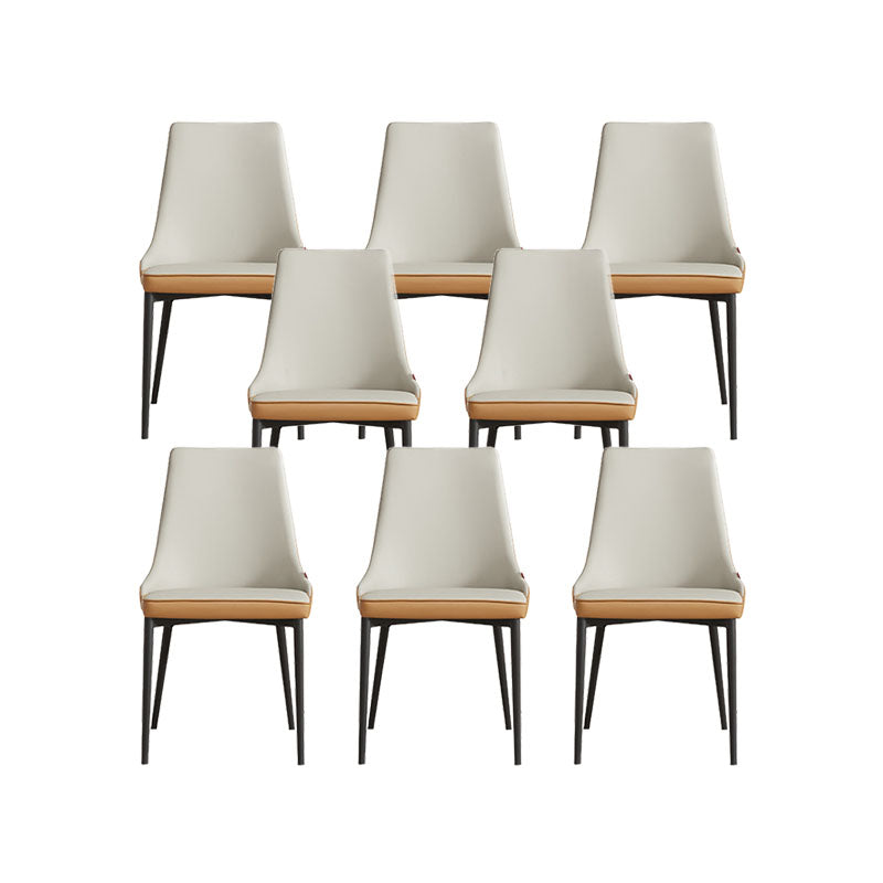 Modern Style Dining Chair Leather Low Back Side Chair for Dining Room Orange White 8 Piece Set Clearhalo 'Dining Chairs' 'Dining Tables & Seating' 'dining_chair' 'furn' 'furn_dining_chair' 'Furniture' 'Kitchen & Dining Furniture' 7264595