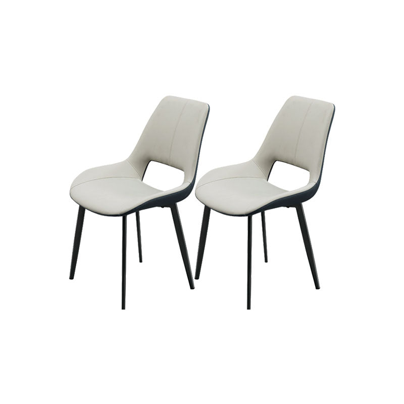Modern Style Dining Chair Leather Low Back Side Chair for Dining Room Blue-White 2 Piece Set Clearhalo 'Dining Chairs' 'Dining Tables & Seating' 'dining_chair' 'furn' 'furn_dining_chair' 'Furniture' 'Kitchen & Dining Furniture' 7264596
