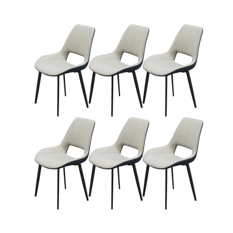 Modern Style Dining Chair Leather Low Back Side Chair for Dining Room Blue-White 6 Piece Set Clearhalo 'Dining Chairs' 'Dining Tables & Seating' 'dining_chair' 'furn' 'furn_dining_chair' 'Furniture' 'Kitchen & Dining Furniture' 7264598