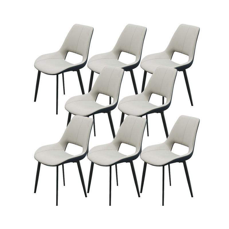 Modern Style Dining Chair Leather Low Back Side Chair for Dining Room Blue-White 8 Piece Set Clearhalo 'Dining Chairs' 'Dining Tables & Seating' 'dining_chair' 'furn' 'furn_dining_chair' 'Furniture' 'Kitchen & Dining Furniture' 7264599