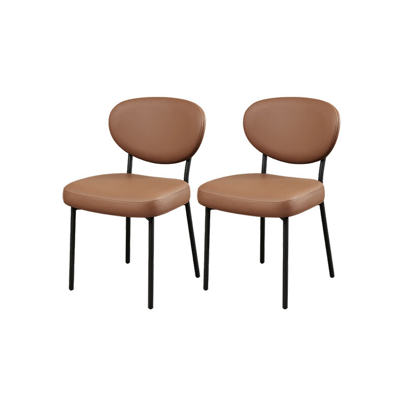 Modern Style Dining Chair Leather Low Back Side Chair for Dining Room Brown 2 Piece Set Clearhalo 'Dining Chairs' 'Dining Tables & Seating' 'dining_chair' 'furn' 'furn_dining_chair' 'Furniture' 'Kitchen & Dining Furniture' 7264600
