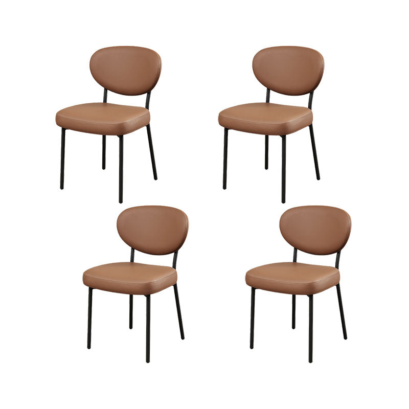 Modern Style Dining Chair Leather Low Back Side Chair for Dining Room Brown 4 Piece Set Clearhalo 'Dining Chairs' 'Dining Tables & Seating' 'dining_chair' 'furn' 'furn_dining_chair' 'Furniture' 'Kitchen & Dining Furniture' 7264601