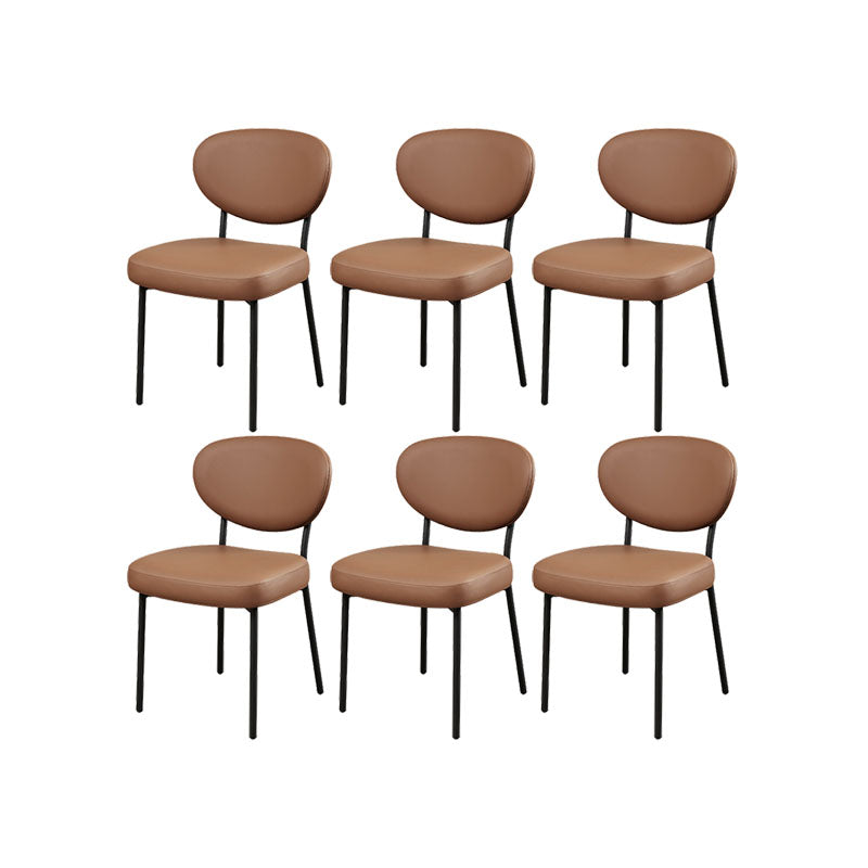 Modern Style Dining Chair Leather Low Back Side Chair for Dining Room Brown 6 Piece Set Clearhalo 'Dining Chairs' 'Dining Tables & Seating' 'dining_chair' 'furn' 'furn_dining_chair' 'Furniture' 'Kitchen & Dining Furniture' 7264602
