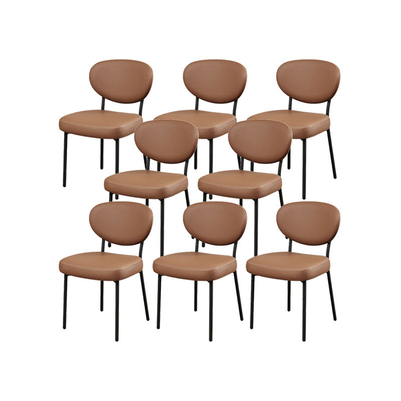 Modern Style Dining Chair Leather Low Back Side Chair for Dining Room Brown 8 Piece Set Clearhalo 'Dining Chairs' 'Dining Tables & Seating' 'dining_chair' 'furn' 'furn_dining_chair' 'Furniture' 'Kitchen & Dining Furniture' 7264603