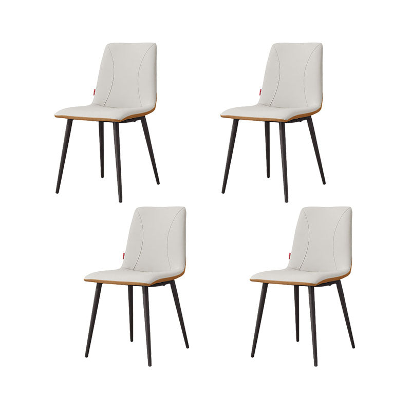 Modern Style Dining Chair Leather Low Back Side Chair for Dining Room Orange 4 Piece Set Clearhalo 'Dining Chairs' 'Dining Tables & Seating' 'dining_chair' 'furn' 'furn_dining_chair' 'Furniture' 'Kitchen & Dining Furniture' 7264605