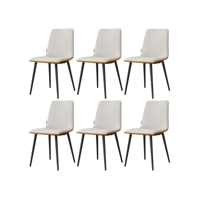 Modern Style Dining Chair Leather Low Back Side Chair for Dining Room Orange 6 Piece Set Clearhalo 'Dining Chairs' 'Dining Tables & Seating' 'dining_chair' 'furn' 'furn_dining_chair' 'Furniture' 'Kitchen & Dining Furniture' 7264606