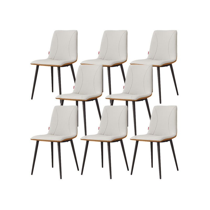 Modern Style Dining Chair Leather Low Back Side Chair for Dining Room Orange 8 Piece Set Clearhalo 'Dining Chairs' 'Dining Tables & Seating' 'dining_chair' 'furn' 'furn_dining_chair' 'Furniture' 'Kitchen & Dining Furniture' 7264607