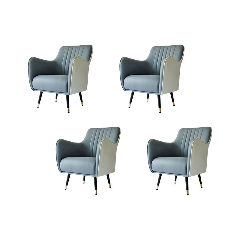 Indoor Faux Leather Dining Arm Chair Upholstered Parsons Chair with 4 Legs White-Gray 4 Piece Set Clearhalo 'Dining Chairs' 'Dining Tables & Seating' 'dining_chair' 'furn' 'furn_dining_chair' 'Furniture' 'Kitchen & Dining Furniture' 7264655