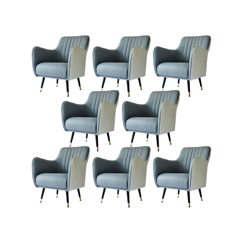 Indoor Faux Leather Dining Arm Chair Upholstered Parsons Chair with 4 Legs White-Gray 8 Piece Set Clearhalo 'Dining Chairs' 'Dining Tables & Seating' 'dining_chair' 'furn' 'furn_dining_chair' 'Furniture' 'Kitchen & Dining Furniture' 7264659