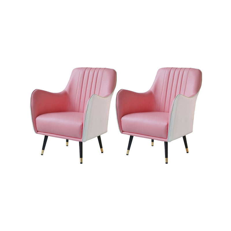 Indoor Faux Leather Dining Arm Chair Upholstered Parsons Chair with 4 Legs White-Pink 2 Piece Set Clearhalo 'Dining Chairs' 'Dining Tables & Seating' 'dining_chair' 'furn' 'furn_dining_chair' 'Furniture' 'Kitchen & Dining Furniture' 7264663