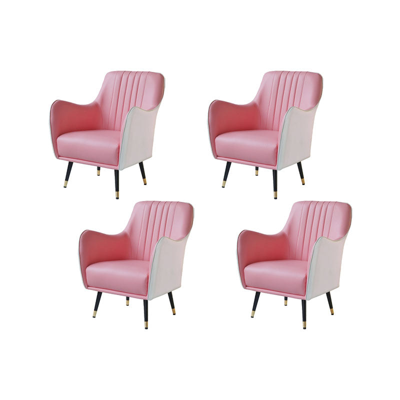 Indoor Faux Leather Dining Arm Chair Upholstered Parsons Chair with 4 Legs White-Pink 4 Piece Set Clearhalo 'Dining Chairs' 'Dining Tables & Seating' 'dining_chair' 'furn' 'furn_dining_chair' 'Furniture' 'Kitchen & Dining Furniture' 7264664