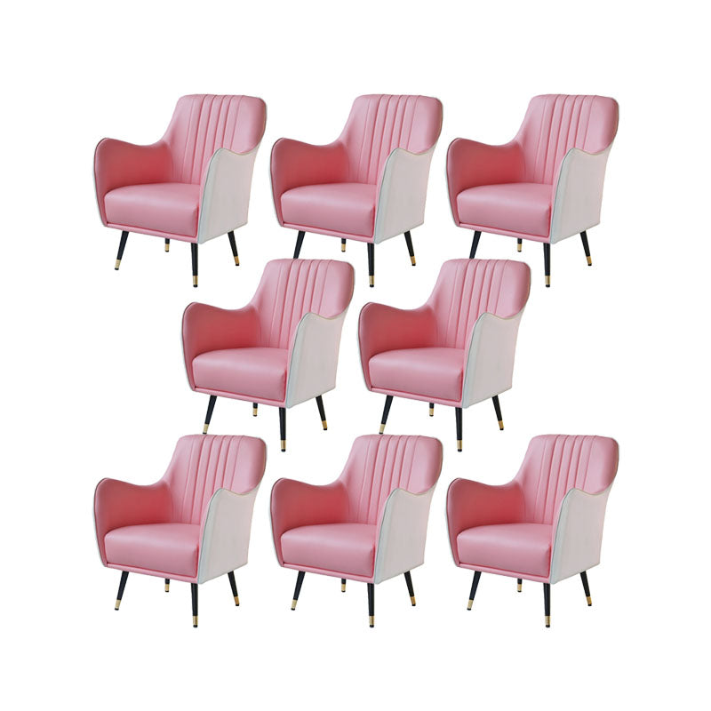Indoor Faux Leather Dining Arm Chair Upholstered Parsons Chair with 4 Legs White-Pink 8 Piece Set Clearhalo 'Dining Chairs' 'Dining Tables & Seating' 'dining_chair' 'furn' 'furn_dining_chair' 'Furniture' 'Kitchen & Dining Furniture' 7264668