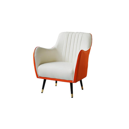 Indoor Faux Leather Dining Arm Chair Upholstered Parsons Chair with 4 Legs White Orange 1 Piece Clearhalo 'Dining Chairs' 'Dining Tables & Seating' 'dining_chair' 'furn' 'furn_dining_chair' 'Furniture' 'Kitchen & Dining Furniture' 7264675