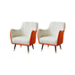 Indoor Faux Leather Dining Arm Chair Upholstered Parsons Chair with 4 Legs White Orange 2 Piece Set Clearhalo 'Dining Chairs' 'Dining Tables & Seating' 'dining_chair' 'furn' 'furn_dining_chair' 'Furniture' 'Kitchen & Dining Furniture' 7264676