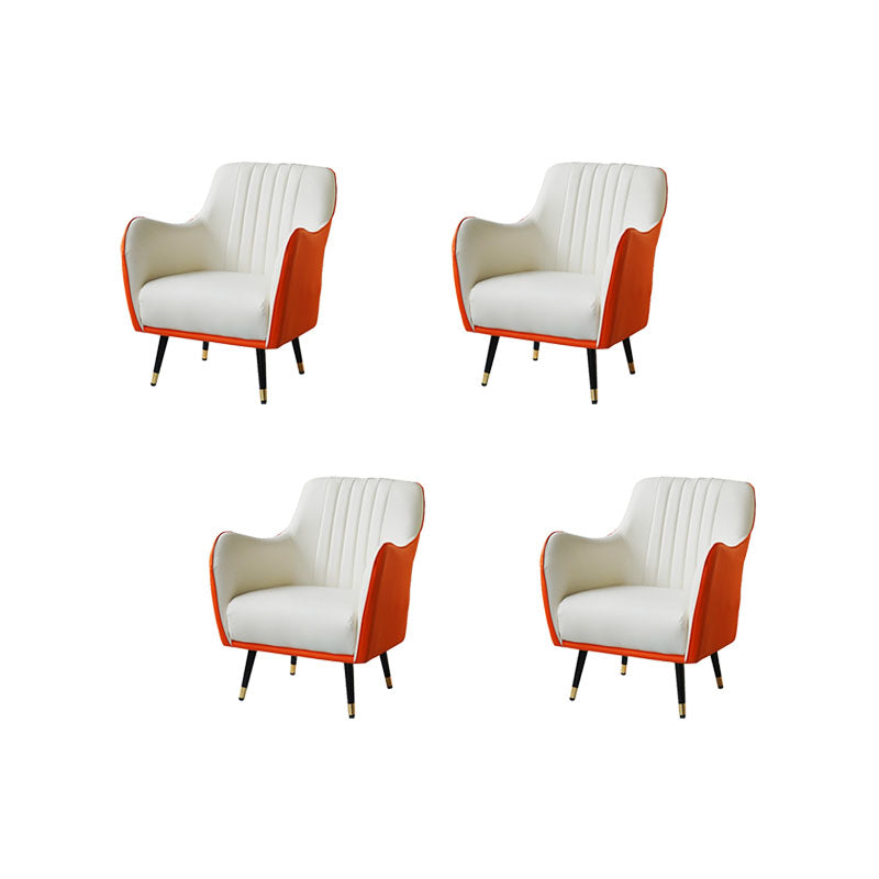 Indoor Faux Leather Dining Arm Chair Upholstered Parsons Chair with 4 Legs White Orange 4 Piece Set Clearhalo 'Dining Chairs' 'Dining Tables & Seating' 'dining_chair' 'furn' 'furn_dining_chair' 'Furniture' 'Kitchen & Dining Furniture' 7264677