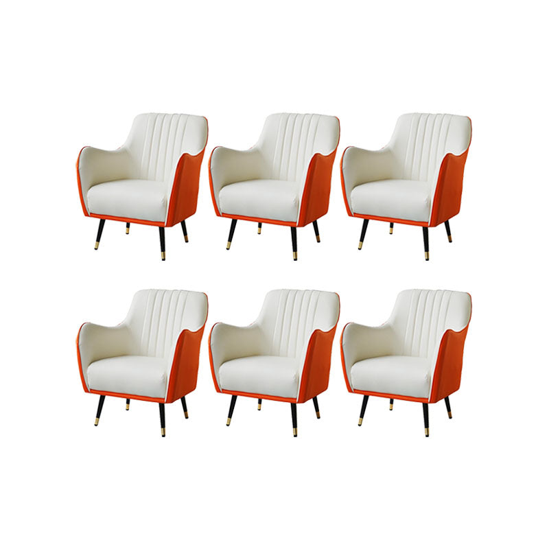 Indoor Faux Leather Dining Arm Chair Upholstered Parsons Chair with 4 Legs White Orange 6 Piece Set Clearhalo 'Dining Chairs' 'Dining Tables & Seating' 'dining_chair' 'furn' 'furn_dining_chair' 'Furniture' 'Kitchen & Dining Furniture' 7264678