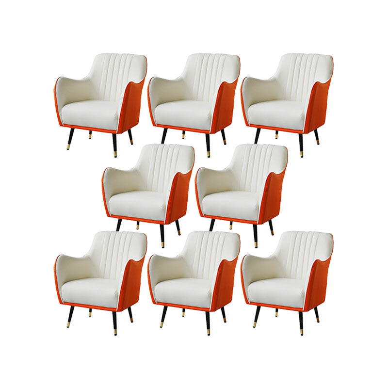 Indoor Faux Leather Dining Arm Chair Upholstered Parsons Chair with 4 Legs White Orange 8 Piece Set Clearhalo 'Dining Chairs' 'Dining Tables & Seating' 'dining_chair' 'furn' 'furn_dining_chair' 'Furniture' 'Kitchen & Dining Furniture' 7264679