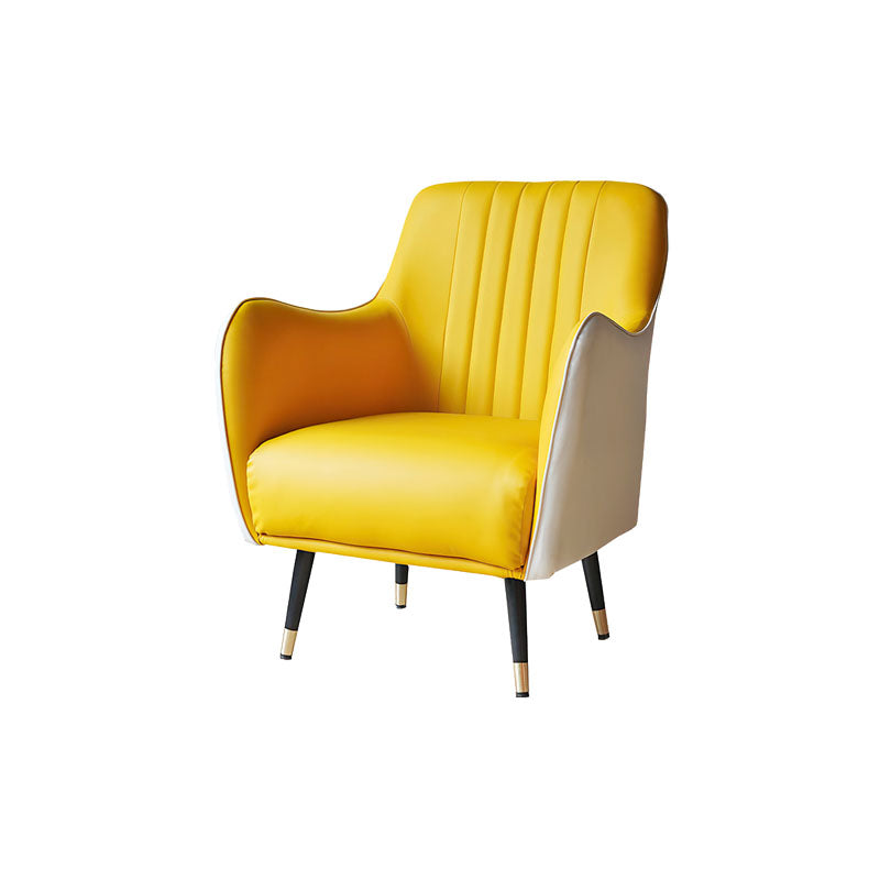Indoor Faux Leather Dining Arm Chair Upholstered Parsons Chair with 4 Legs White-Yellow 1 Piece Clearhalo 'Dining Chairs' 'Dining Tables & Seating' 'dining_chair' 'furn' 'furn_dining_chair' 'Furniture' 'Kitchen & Dining Furniture' 7264685