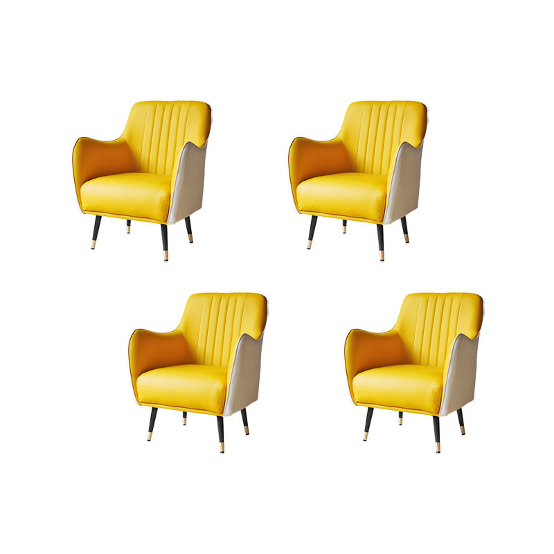 Indoor Faux Leather Dining Arm Chair Upholstered Parsons Chair with 4 Legs White-Yellow 4 Piece Set Clearhalo 'Dining Chairs' 'Dining Tables & Seating' 'dining_chair' 'furn' 'furn_dining_chair' 'Furniture' 'Kitchen & Dining Furniture' 7264687