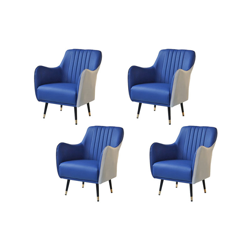 Indoor Faux Leather Dining Arm Chair Upholstered Parsons Chair with 4 Legs White-Blue 4 Piece Set Clearhalo 'Dining Chairs' 'Dining Tables & Seating' 'dining_chair' 'furn' 'furn_dining_chair' 'Furniture' 'Kitchen & Dining Furniture' 7264692
