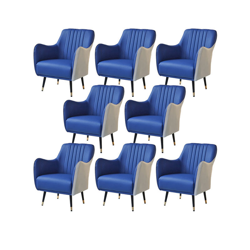 Indoor Faux Leather Dining Arm Chair Upholstered Parsons Chair with 4 Legs White-Blue 8 Piece Set Clearhalo 'Dining Chairs' 'Dining Tables & Seating' 'dining_chair' 'furn' 'furn_dining_chair' 'Furniture' 'Kitchen & Dining Furniture' 7264694