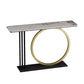Glam Console Table Stone Rectangle Accent Table in Black , 12 Inch Wide