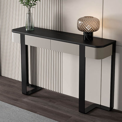 Tavolo da console a mezzaluna moderna Tabella di divano console in pietra in oro/grigio/nero