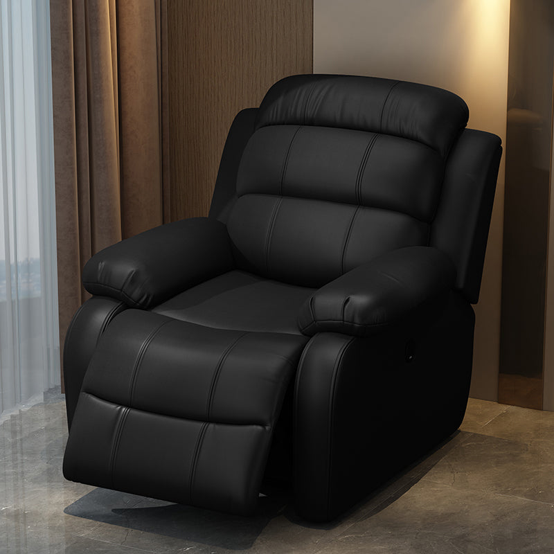 Solid Color Faux Leather Standard Recliner Metal Frame Recliner Chair Faux Leather Black Clearhalo 'Chairs & Seating' 'furn' 'furn_recliners' 'Furniture' 'Living Room Furniture' 'Recliners' 7264827