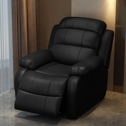 Solid Color Faux Leather Standard Recliner Metal Frame Recliner Chair Faux Leather Black Clearhalo 'Chairs & Seating' 'furn' 'furn_recliners' 'Furniture' 'Living Room Furniture' 'Recliners' 7264827