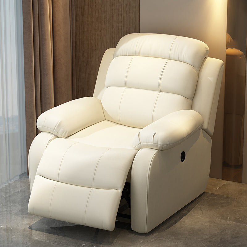 Solid Color Faux Leather Standard Recliner Metal Frame Recliner Chair Faux Leather White Clearhalo 'Chairs & Seating' 'furn' 'furn_recliners' 'Furniture' 'Living Room Furniture' 'Recliners' 7264829