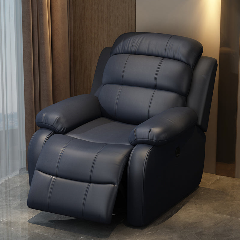 Solid Color Faux Leather Standard Recliner Metal Frame Recliner Chair Faux Leather Blue Clearhalo 'Chairs & Seating' 'furn' 'furn_recliners' 'Furniture' 'Living Room Furniture' 'Recliners' 7264833