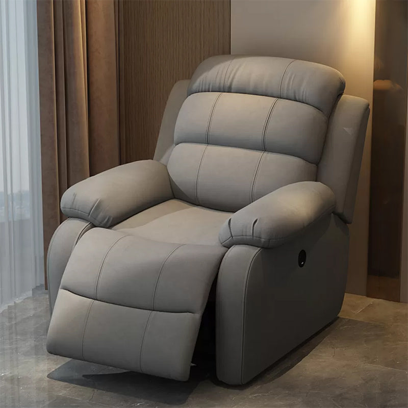 Solid Color Faux Leather Standard Recliner Metal Frame Recliner Chair Faux Leather Dark Gray Clearhalo 'Chairs & Seating' 'furn' 'furn_recliners' 'Furniture' 'Living Room Furniture' 'Recliners' 7264835