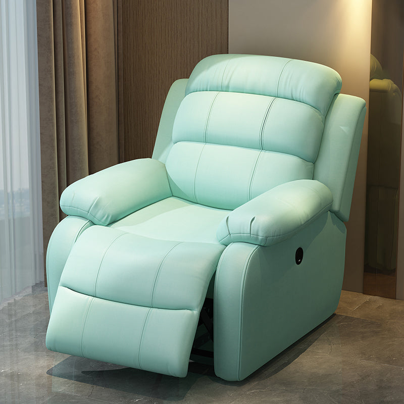 Solid Color Faux Leather Standard Recliner Metal Frame Recliner Chair Faux Leather Sky Blue Clearhalo 'Chairs & Seating' 'furn' 'furn_recliners' 'Furniture' 'Living Room Furniture' 'Recliners' 7264837