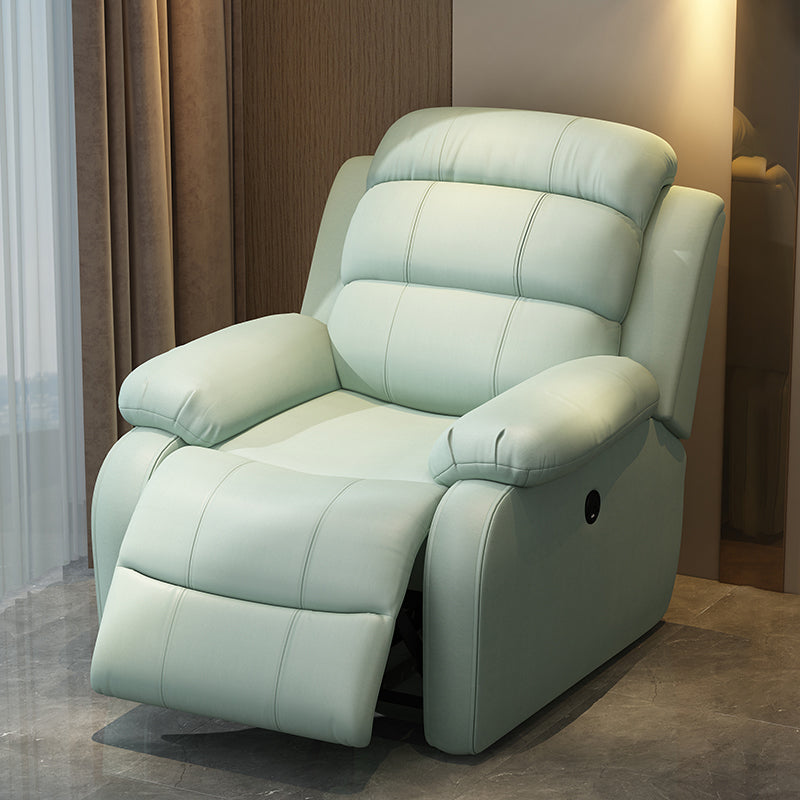 Solid Color Faux Leather Standard Recliner Metal Frame Recliner Chair Faux Leather Mint Green Clearhalo 'Chairs & Seating' 'furn' 'furn_recliners' 'Furniture' 'Living Room Furniture' 'Recliners' 7264838