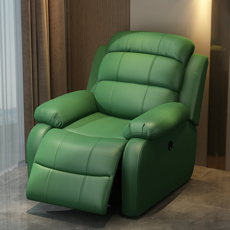 Solid Color Faux Leather Standard Recliner Metal Frame Recliner Chair Faux Leather Dark Green Clearhalo 'Chairs & Seating' 'furn' 'furn_recliners' 'Furniture' 'Living Room Furniture' 'Recliners' 7264840