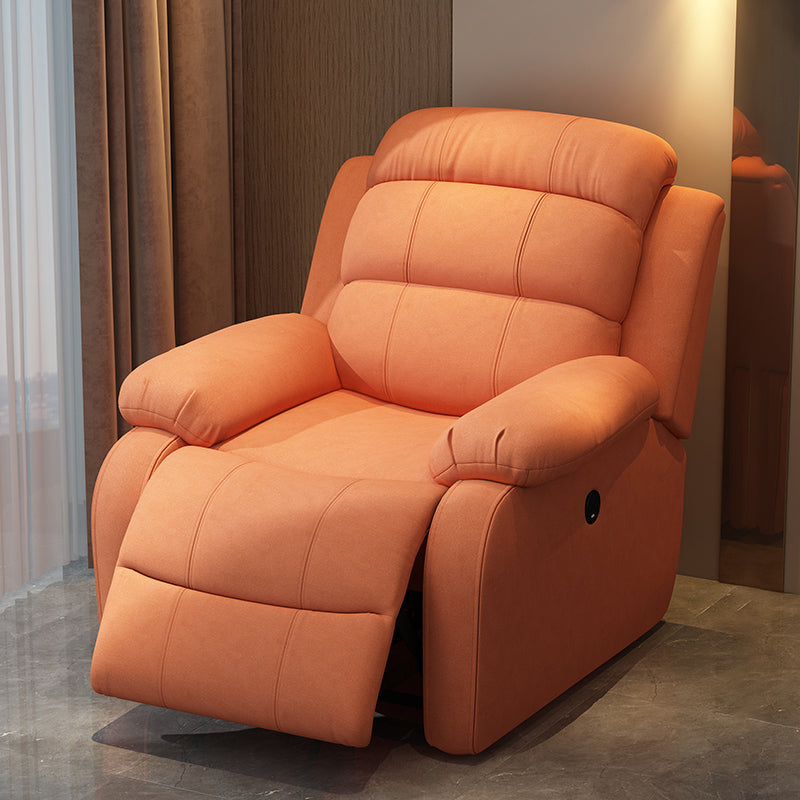 Solid Color Faux Leather Standard Recliner Metal Frame Recliner Chair Tech Cloth Orange Clearhalo 'Chairs & Seating' 'furn' 'furn_recliners' 'Furniture' 'Living Room Furniture' 'Recliners' 7264843