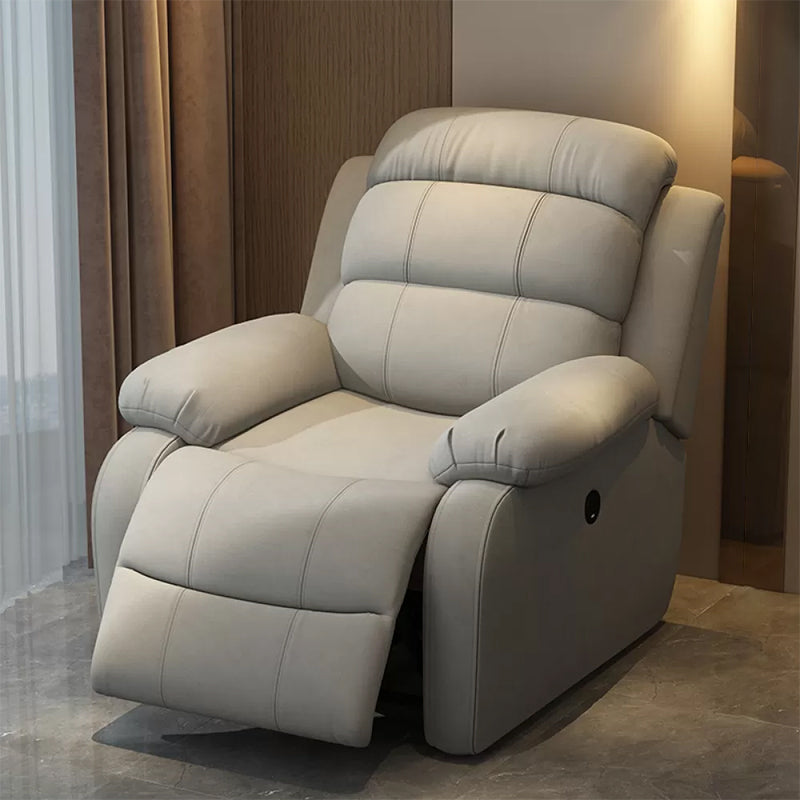 Solid Color Faux Leather Standard Recliner Metal Frame Recliner Chair Tech Cloth Light Gray Clearhalo 'Chairs & Seating' 'furn' 'furn_recliners' 'Furniture' 'Living Room Furniture' 'Recliners' 7264849