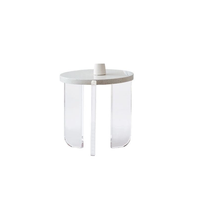 Round White Acrylic Coffee Table Contemporary 3 Legs Cocktail Table