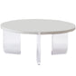 Round White Acrylic Coffee Table Contemporary 3 Legs Cocktail Table