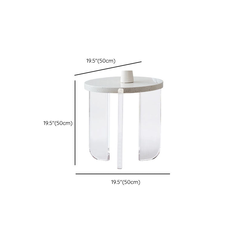 Round White Acrylic Coffee Table Contemporary 3 Legs Cocktail Table