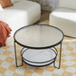 Modern Glass Top Coffee Table Round Metal Frame Cocktail Table Black Clearhalo 'Coffee & Accent Tables' 'Coffee Tables' 'coffee_tables' 'furn' 'furn_coffee_tables' 'Furniture' 'Living Room Furniture' 7264906