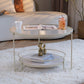 Modern Glass Top Coffee Table Round Metal Frame Cocktail Table Clearhalo 'Coffee & Accent Tables' 'Coffee Tables' 'coffee_tables' 'furn' 'furn_coffee_tables' 'Furniture' 'Living Room Furniture' 7264907