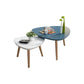Contemporary Coffee Table Wooden 4 Legs Coffee Cocktail Table White Blue Clearhalo 'Coffee & Accent Tables' 'Coffee Tables' 'coffee_tables' 'furn' 'furn_coffee_tables' 'Furniture' 'Living Room Furniture' 7264922