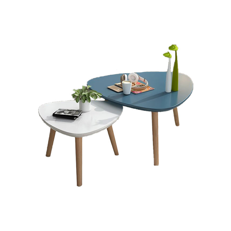 Contemporary Coffee Table Wooden 4 Legs Coffee Cocktail Table White Blue Clearhalo 'Coffee & Accent Tables' 'Coffee Tables' 'coffee_tables' 'furn' 'furn_coffee_tables' 'Furniture' 'Living Room Furniture' 7264922
